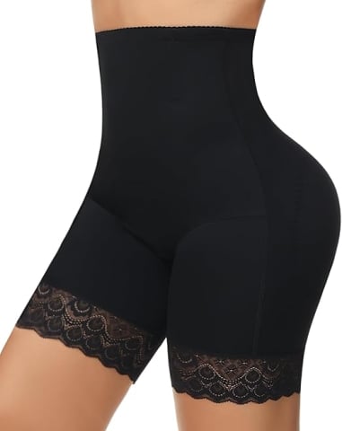 Lenjerie modelatoare - Pantaloni Modelatori Figninget pentru Femei – Short Shapewear Talie Înaltă, Control Abdomen, Liftare Fese 3D, Dantelă Anti-Frecare, Culoare Negru – Mărimea M