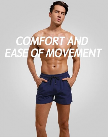 Pantaloni scurti de baie barbati Adorel – model sport, cu buzunar si fermoar, bleumarin [6]