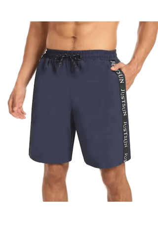 Îmbrăcăminte Bărbați - Pantaloni scurti de baie pentru barbati, JustSun, cu snur si buzunare, uscare rapida, pentru inot, plaja si sport, Bleumarin, marime M, GP3B