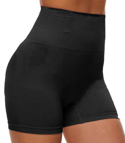 Lenjerie modelatoare - pantaloni-scurti-modelatori-talie-inalta-fara-cusaturi-negru-push-up