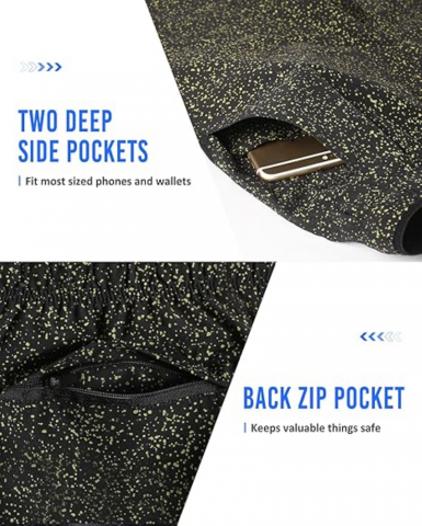 Pantaloni scurti pentru barbati, ideali pentru alergare, antrenamente si activitati de zi cu zi, 15 cm, usori, cu uscare rapida si buzunar cu fermoar, MaaMgic, negru, marime S [2]