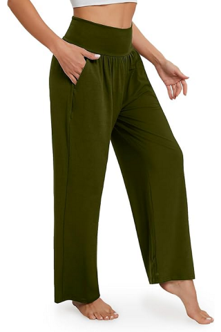 Pantaloni Sport Largi de Damă,  Stil Modern, pentru Antrenament și Relaxare, verde [2]
