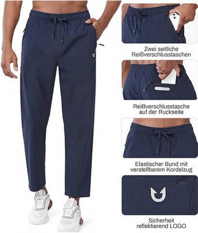 Pantaloni termici pentru barbati NORTHYARD, de iarna, captusiti cu fleece, lungi si calzi, impermeabili, pentru sport in aer liber, cu buzunare, cu fermoar, bleumarin, marime 2XL [1]