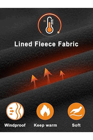 Pantaloni termici pentru barbati NORTHYARD, de iarna, captusiti cu fleece, lungi si calzi, impermeabili, pentru sport in aer liber, cu buzunare, cu fermoar, negru [1]