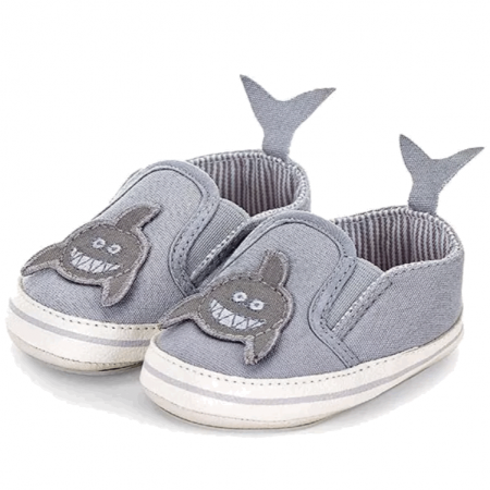Îmbrăcăminte & Încălțăminte - Pantofi bebelusi, Sterntaler, Material textil, Gri, model rechin, 21-22, 18-24 luni
