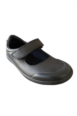 Ultimul Produs! - Pantofi colegiali decupati pentru copii cu inchidere velcro, varf simplu, Tex, Negru, 29 EU