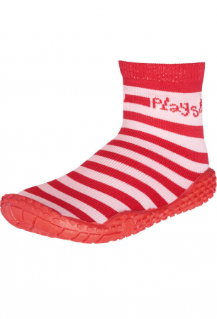 Sport & Travel - Pantofi de apa copii, Playshoes, Anti-derapant, Cauciuc/Textil, rosu-alb, 18-19
