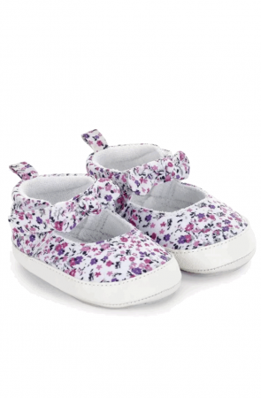 Îmbrăcăminte & Încălțăminte - Pantofi pentru bebelusi, Sterntaler, roz cu imprimeu flori, textil, 17-18, 6-12 luni