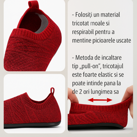 Pantofi rosii de casa pentru copii, material textil, usori, antiderapanti, tip slip-on, rosu [2]