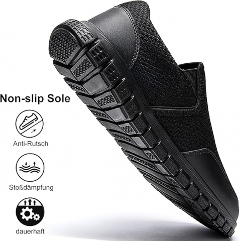 Pantofi Sport Slip-On AZSDXS pentru Bărbați, Respirabili, Antiderapanți, Ușori și Confortabili, marime 45, Negru, NPBV [1]