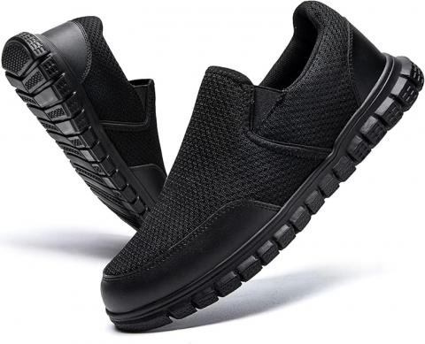 Pantofi Sport Slip-On AZSDXS pentru Bărbați, Respirabili, Antiderapanți, Ușori și Confortabili, marime 45, Negru, NPBV [0]