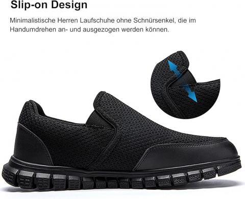 Pantofi Sport Slip-On AZSDXS pentru Bărbați, Respirabili, Antiderapanți, Ușori și Confortabili, marime 45, Negru, NPBV [5]