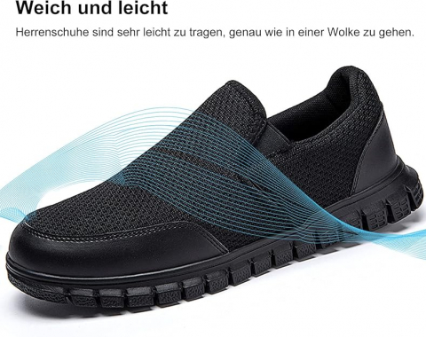 Pantofi Sport Slip-On AZSDXS pentru Bărbați, Respirabili, Antiderapanți, Ușori și Confortabili, marime 45, Negru, NPBV [3]