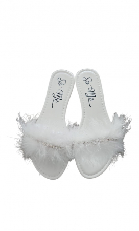 Papuci cu puf , So Me, Ekyra, Alb, marime 41 [1]