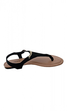 Îmbrăcăminte & Încălțăminte - Papuci dama din piele artificiala, Brant din spuma, Ardene, negru/auriu cu catarama, marime 38