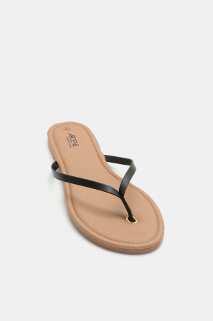 Încălțăminte Femei - Papuci dama Flip-flops din piele artificiala, Brant din spuma, Ardene, negru - maro, marime 40