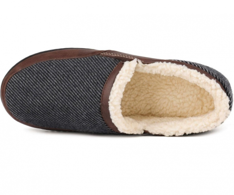 Papuci de Casa pentru Barbati, ULTRAIDEAS, spuma cu memorie, Confort si Stil in Sezonul Rece, maro/gri, marime 41 [2]