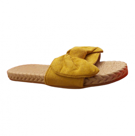 Îmbrăcăminte & Încălțăminte - Papuci de dama cu funda, Galben mustar, marime 36