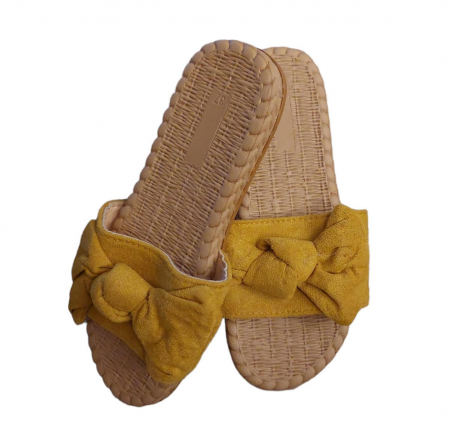 Papuci de dama cu funda, Galben mustar, marime 36 [1]
