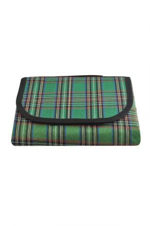 Sport & Travel - Patura impermeabila pentru picnic sau pentru plaja, model in carouri verzi, 150x100 cm