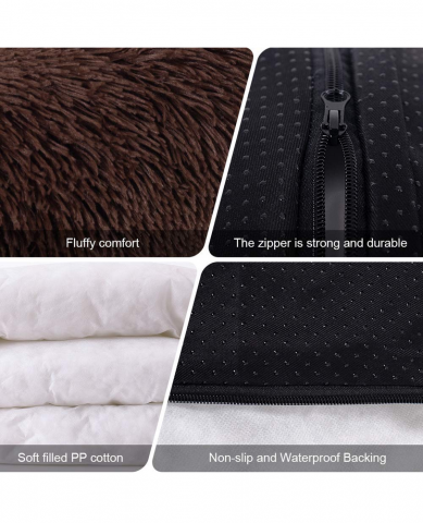 Patut pentru animale din catifea si bumbac, antialunecare, maro, diametru 60cm NIBESSER - 4GHT [2]