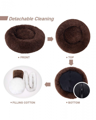 Patut pentru animale din catifea si bumbac, antialunecare, maro, diametru 60cm NIBESSER - 4GHT [3]