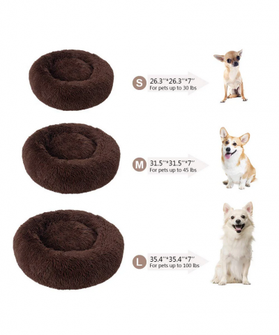 Patut pentru animale din catifea si bumbac, antialunecare, maro, diametru 60cm NIBESSER - 4GHT [4]