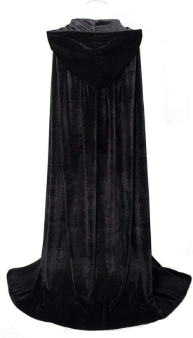 Pelerina cu gluga Halloween, din Catifea, 120 cm, Adulti si Adolescenti, petreceri cosplay, vampir, vrajitoare, mag, Negru [4]