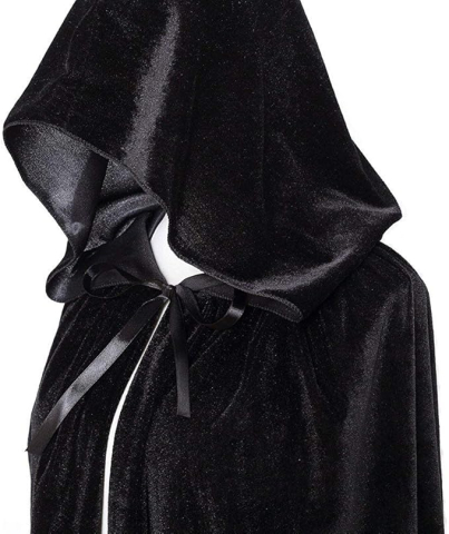 Pelerina cu gluga Halloween, din Catifea, 120 cm, Adulti si Adolescenti, petreceri cosplay, vampir, vrajitoare, mag, Negru [1]