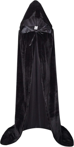 Costume Halloween - Pelerina cu gluga Halloween, din Catifea, 120 cm, Adulti si Adolescenti, petreceri cosplay, vampir, vrajitoare, mag, Negru
