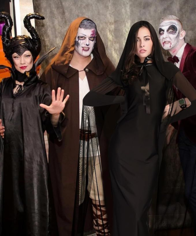 Pelerina Mireasa Fantoma pentru Halloween, cu Gluga, Costum Horror pentru Femei, Negru, M [2]