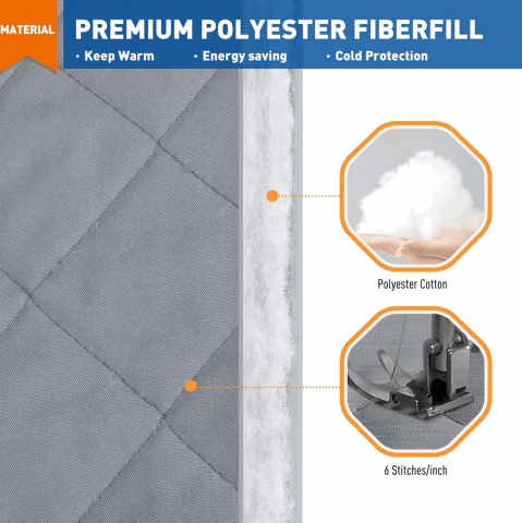 Perdea termica izolatoare magnetica pentru usa, poliester,MAGZO, 90x210cm, gri [4]