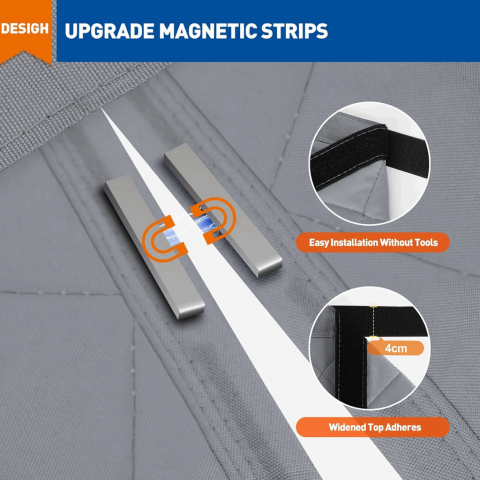 Perdea termica izolatoare magnetica pentru usa, poliester,MAGZO, 90x210cm, gri [5]