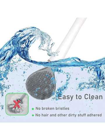 Perie WC din silicon pentru toaleta, Brush, cap flexibil, 42.5x8CM, autoadeziv pe perete [2]