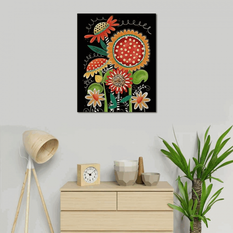 Pictura pe Numere pentru Adulți, Floarea Soarelui, Vara Neagră, TISHIRON, 40x50 cm, AO1N [1]