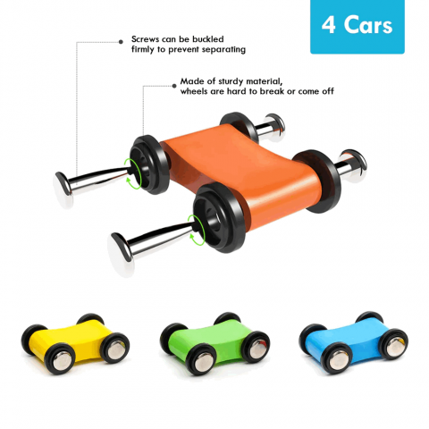 Pista de curse auto din lemn, cu 4 etaje si 4 vehicule, HOMCENT [1]