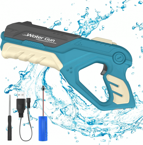 Jucării & Jocuri - Pistol de apa electric, Auskang, 200ml, raza 8-10 m, alb/albastru, PU47