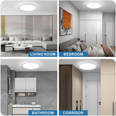 Plafoniera LED 18W, IP44, 3 Culori de Lumina, Design Compact, Yexati, 18 W, 1800Lm [5]