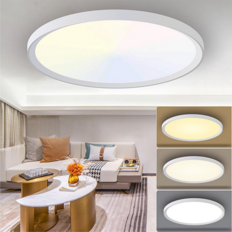 Casă, Grădină & Bricolaj - Plafoniera LED 18W, IP44, 3 Culori de Lumina, Design Compact, Yexati, 18 W, 1800Lm