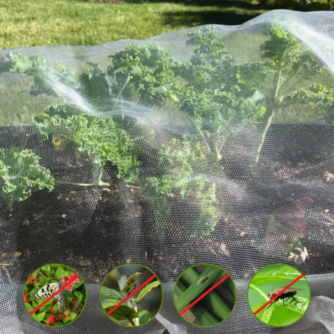 Plasă de grădină anti-insecte 2 × 9 m, Vocray, Plasă fină protecție plante, HDPE rezistent UV, Albă [8]