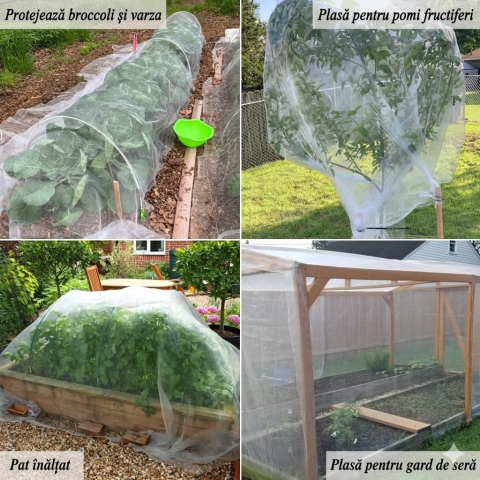 Plasă de grădină anti-insecte 2 × 9 m, Vocray, Plasă fină protecție plante, HDPE rezistent UV, Albă [3]