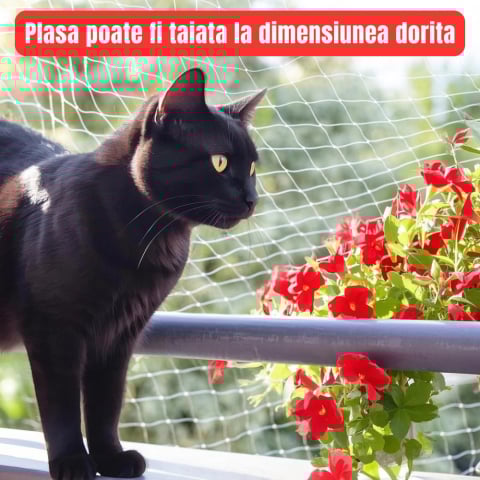 Plasa protectie pisici 5x5 m, balcon si fereastra, anti evadare, Diagonala ochi 3 cm, Nylon rezistent, Discreta si Rezistenta, montaj fara gaurire, Protectie anti pasari [2]