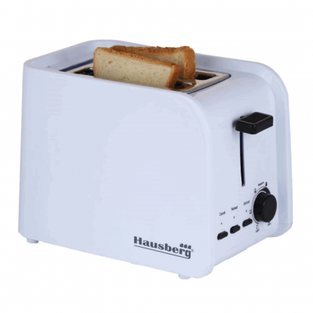 Electrocasnice - Prajitor de paine Hausberg HB-195, 750 W, 2 felii, functie decongelare, functie reincalzire, 6 trepte putere, alb/negru