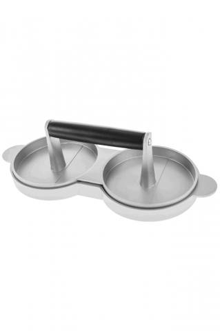 Casă, Grădină & Bricolaj - Presă dublă pentru hamburgeri din aluminiu cu maner din lemn, 27.9x12x7.9 cm