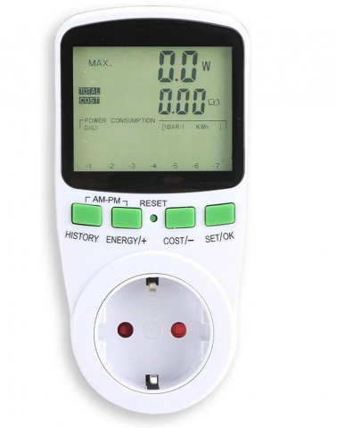 Casă, Grădină & Bricolaj - Priza cu Contor de energie Digital, monitorizare consum în timp real, 3680W, 16A, LCD