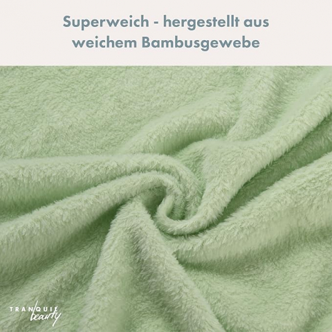 Prosop cu Glugă din Bambus TranquilBeauty, Moale, Absorbant și Prietenos cu Pielea Bebelușilor, Design Broscuță, Verde [4]
