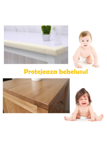 Protectii pentru Colturi si Margini, banda de 4 m si 8 colturi, Siguranta Copiilor, Spuma Premium, Densitate Ridicata, Banda 3M Inclusa [3]
