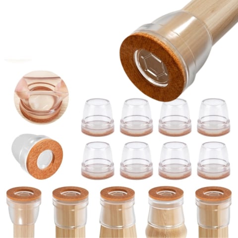 Decorațiuni Casă & Textile - Set protectii picioare scaun Ø26-32 mm cu pasla, transparente, pentru parchet