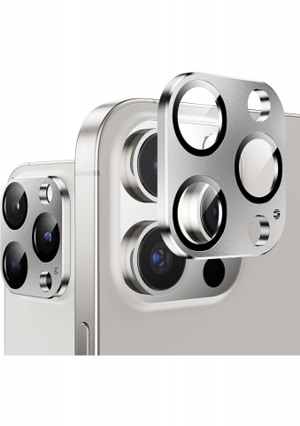 Huse, Folii & Accesorii Telefoane - Protector Metalic Mat pentru Camera iPhone 15 Pro Max/15 Pro, culoare argintie - VNT3