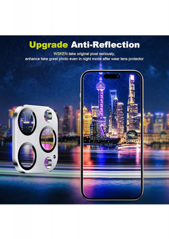 Protector Metalic Mat pentru Camera iPhone 15 Pro Max/15 Pro, culoare argintie - VNT3 [2]